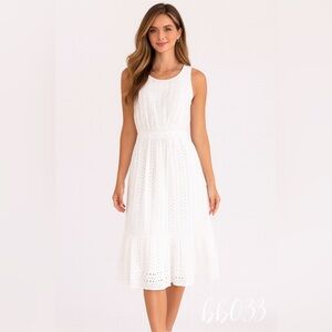 J. Crew White Eyelet Midi Dress